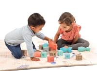 Groot opvouwbaar en omkeerbaar tapijt - LUDI beige - thumbnail