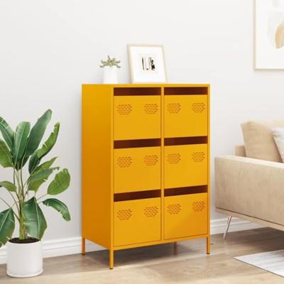 Hoge kast 68x39x101,5 cm staal mosterdgeel