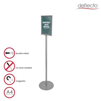 Deflecto 692056-A4S Folderhouder, Vloerstatief Zilver DIN A4 1 stuk(s) Aantal vakken: 2 (l x b x h) 330 x 330 x 1422 mm - thumbnail