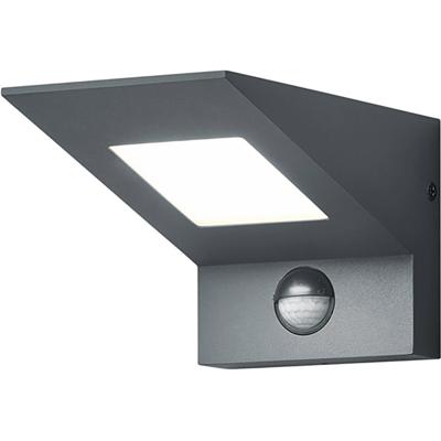 LED Tuinverlichting met Bewegingssensor - Buitenlamp - Trion Nilsona - Wand - 8W - Warm Wit 3000K - Vierkant - Mat Antraciet - Aluminium