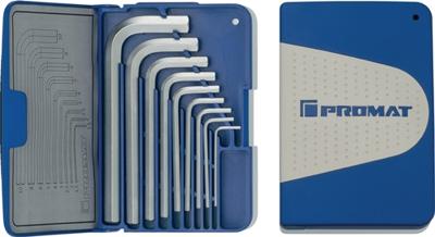 Promat/Tecwerk Haakse schroevendraaierset | 9-delig klapcassette | SW 1,5-10 mm | kort S2-staal - 4000825103