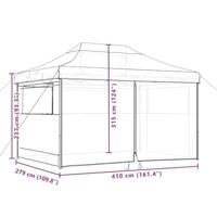 Partytent inklapbaar pop-up met 4 zijwanden beige - thumbnail