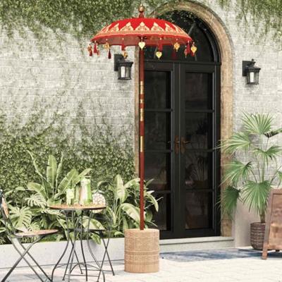 Balinese Parasol Anders Rood x 260 cm Katoen en massief hout