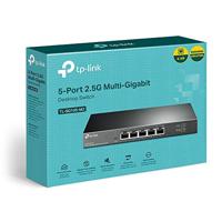 TP-Link TL-SG105-M2 5× 2.5 Gigabit poorten Ethernet LAN switch (plug-and-play, metalen behuizing, QoS, IGMP-Snooping, ideaal voor 2.5G NAS, server, gaming-computer, WiFi 6 AP, 4K-video), zwart - thumbnail