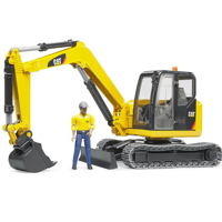 CAT mini graafmachine met werker van Bruder - thumbnail
