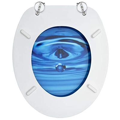 VidaXL Toiletbril met deksel waterdruppel mdf blauw