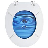 VidaXL Toiletbril met deksel waterdruppel mdf blauw - thumbnail