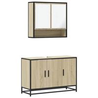 2-delige Badkamermeubelset bewerkt hout sonoma eikenkleurig - thumbnail
