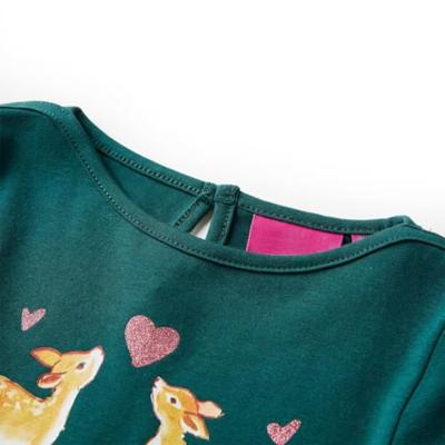 Kindershirt met lange mouwen hertenprint 92 donkergroen Kindershirt met lange mouwen hertenprint 92 donkergroen