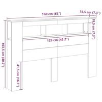LED Hoofdbord Zwart eiken 160 x 18,5 x 103,5 cm Bewerkt hout - thumbnail