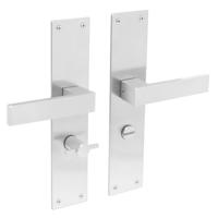 Intersteel Deurkruk Amsterdam op schild met toilet-/badkamersluiting 63/8 mm - RVS - thumbnail