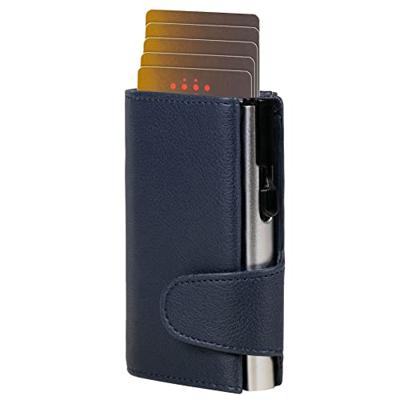 Juscha JU-962102 Pasjeshouder Clicksafe RFID Kunstleer BL/ZI 8 Pasjes Met Opbergvak Voor Muntgeld
