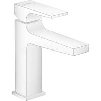 Wastafelmengkraan Metropol HansGrohe Eengreeps 110 met Rechte Greep en Push-Open Afvoer Mat Wit - thumbnail
