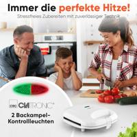 Clatronic ST 3813 Sandwich toaster Automatische temperatuuraanpassing, Anti-aanbaklaag Wit - thumbnail