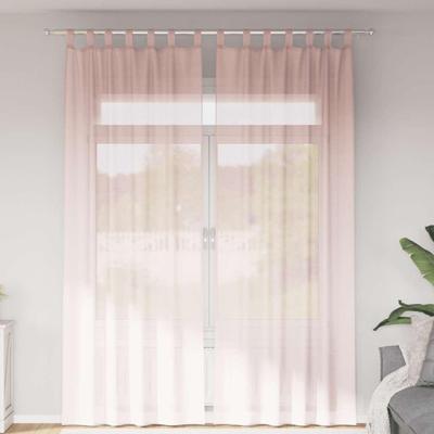 Gordijnen voile met lussen 2 st 140x260 cm lichtroze