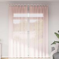 Gordijnen voile met lussen 2 st 140x260 cm lichtroze - thumbnail