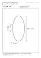Lucide EKLYPS LED - Wandlamp - Ø 15 cm - LED - 1x7W 3000K - Wit - thumbnail