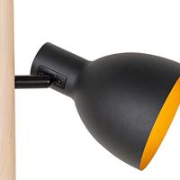 QAZQA Landelijke vloerlamp zwart met hout 3-lichts - Flint - thumbnail