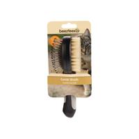 Beeztees combi borstel varkenshaar - kattenverzorging - zwart grijs - 21x6x6,5 cm - thumbnail