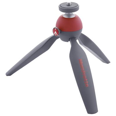 Manfrotto MTPIXI-RD Treppiedi da Tavolo di Tipo Pixi, Rosso/Grigio