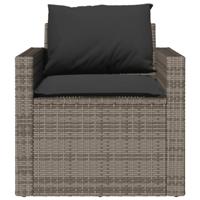 4-delige Loungeset met kussens poly rattan grijs - thumbnail