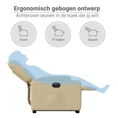 Sta-op-stoel elektrisch verstelbaar stof crèmekleurig