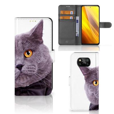 Xiaomi Poco X3 | Poco X3 Pro | Telefoonhoesje | Met pasjeshouder | Kat Xiaomi Poco X3 | Poco X3 Pro | Telefoonhoesje | Met pasjeshouder | Kat