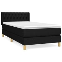 Boxspring met matras stof zwart 90x200 cm - thumbnail