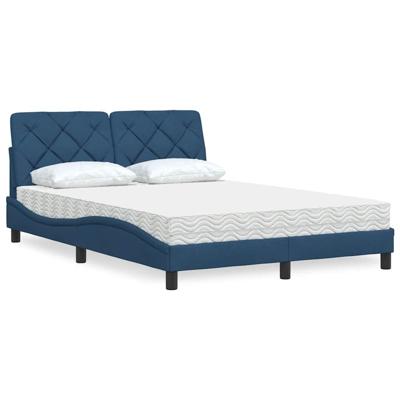 Bed met matras stof blauw 140x200 cm Bed met matras stof blauw 140x200 cm