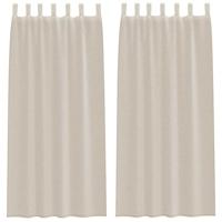 Voile Gordijn met gordijnen 2 pcs Zand 260 x 140 cm Polyester - thumbnail