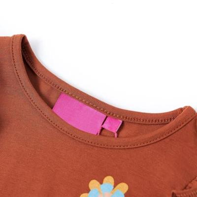 Kindershirt met lange mouwen bloemenprint 104 cognackleurig