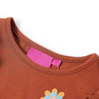 Kindershirt met lange mouwen bloemenprint 104 cognackleurig - thumbnail