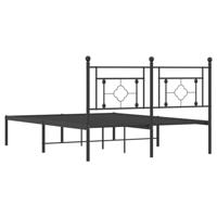Bedframe met hoofdbord metaal zwart 135x190 cm - thumbnail