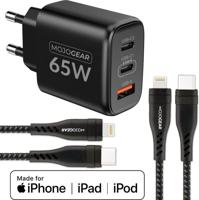MOJOGEAR CHARGE+ 65W snellader voor iPhone & iPad met 2x Lightning naar USB-C kabel 1,5 meter - thumbnail