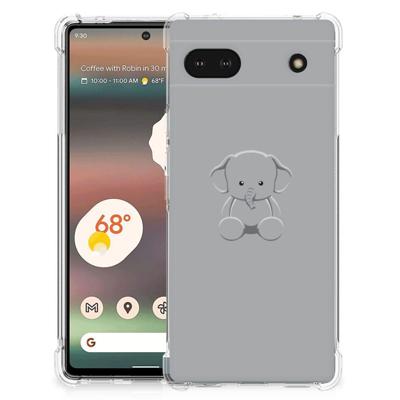 Google Pixel 6A Stevig | Bumper Hoesje | Grijs Baby Olifant Google Pixel 6A Stevig | Bumper Hoesje | Grijs Baby Olifant