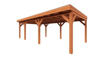 Trendhout Overkapping Refter XL 780x400 cm- Plat dak- Onbehandeld lariks Douglas hout- Trendhout