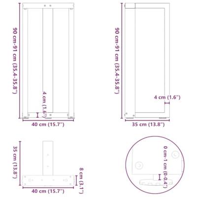 Bartafelpoten 2 st T-vormig 40x35x(90-91) cm staal naturel - thumbnail