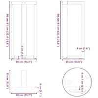 Bartafelpoten 2 st T-vormig 40x35x(90-91) cm staal naturel - thumbnail