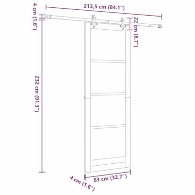 Schuifdeur met Hardware Set ORKDAL Massief Vurenhout