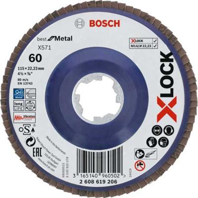 Bosch Accessoires X-LOCK Lamellenschijf Best for Metal recht, kunststof, Ø115mm, G 60, X571 - 1 stuk(s) - 2608619206