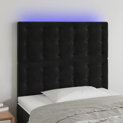 Hoofdbord LED 80x5x118/128 cm fluweel zwart
