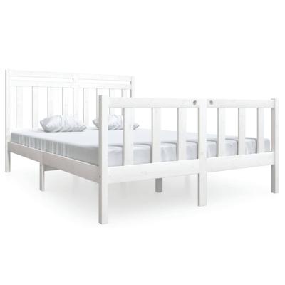 Bedframe massief hout wit 140x190 cm
