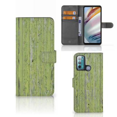 Motorola Moto G60 | Book Style Case | Green Wood | Portemonnee hoesje Motorola Moto G60 | Book Style Case | Green Wood | Portemonnee hoesje
