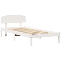 Bedframe met hoofdeinde Wit 90 x 190 cm Massief grenenhout - thumbnail