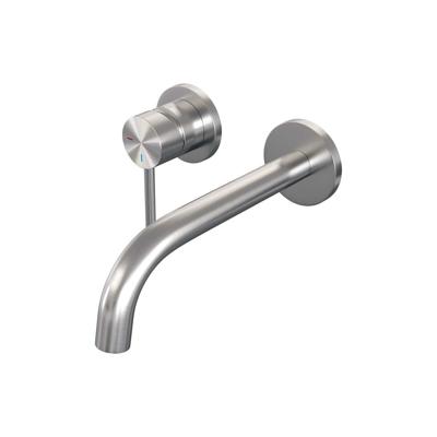 Brauer Brushed Edition Inbouw Wastafelmengkraan met Gebogen Uitloop en Rozetten Model A2 RVS Geborsteld PVD