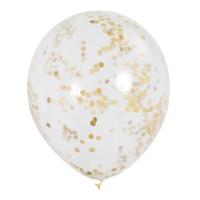 Haza Witbaard confetti ballonnen goud, 6st. - thumbnail