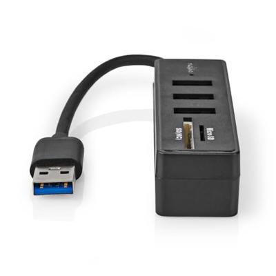 Nedis USB-Hub | USB-A Male | 3x USB A Female | 5-Poorts poort(en) | USB 3.2 Gen 1 | USB Gevoed | 5 Gbps | SD & MicroSD - CCGB61250BK01