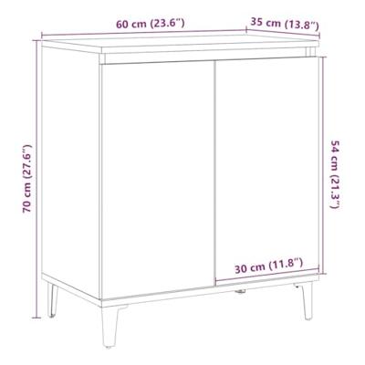 Dressoir 60x35x70 cm bewerkt hout oud houtkleurig