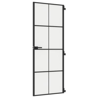 VidaXL Binnendeur smal 76x201,5 cm gehard glas en aluminium zwart