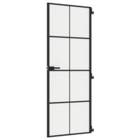 VidaXL Binnendeur smal 76x201,5 cm gehard glas en aluminium zwart - thumbnail
